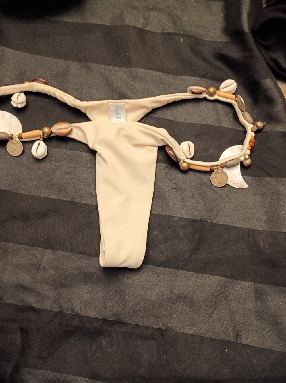 Andi Bagus Salma Beige Beaded Shell Triangle Bikini Set - Women Swim - Picture 3 of 6